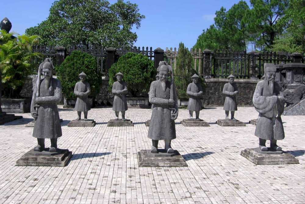 These statues symbolize the emperor's royal entourage and add to the solemn atmosphere of the site